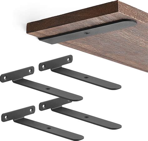 Mkono 8 Pack Shelf Brackets Black Heavy Duty Metal Hidden L 